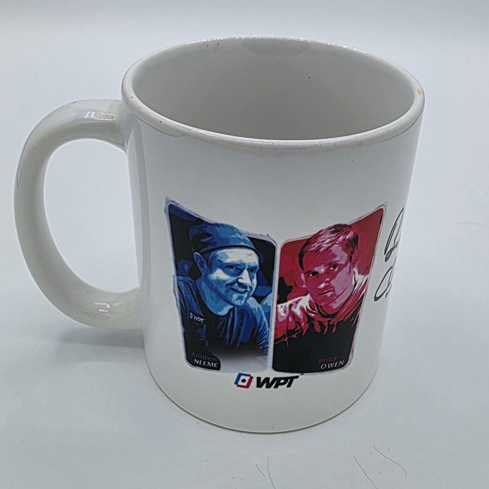 WPT Coffee‎ Mug Autographed by Brad Owen and Andrew Neeme